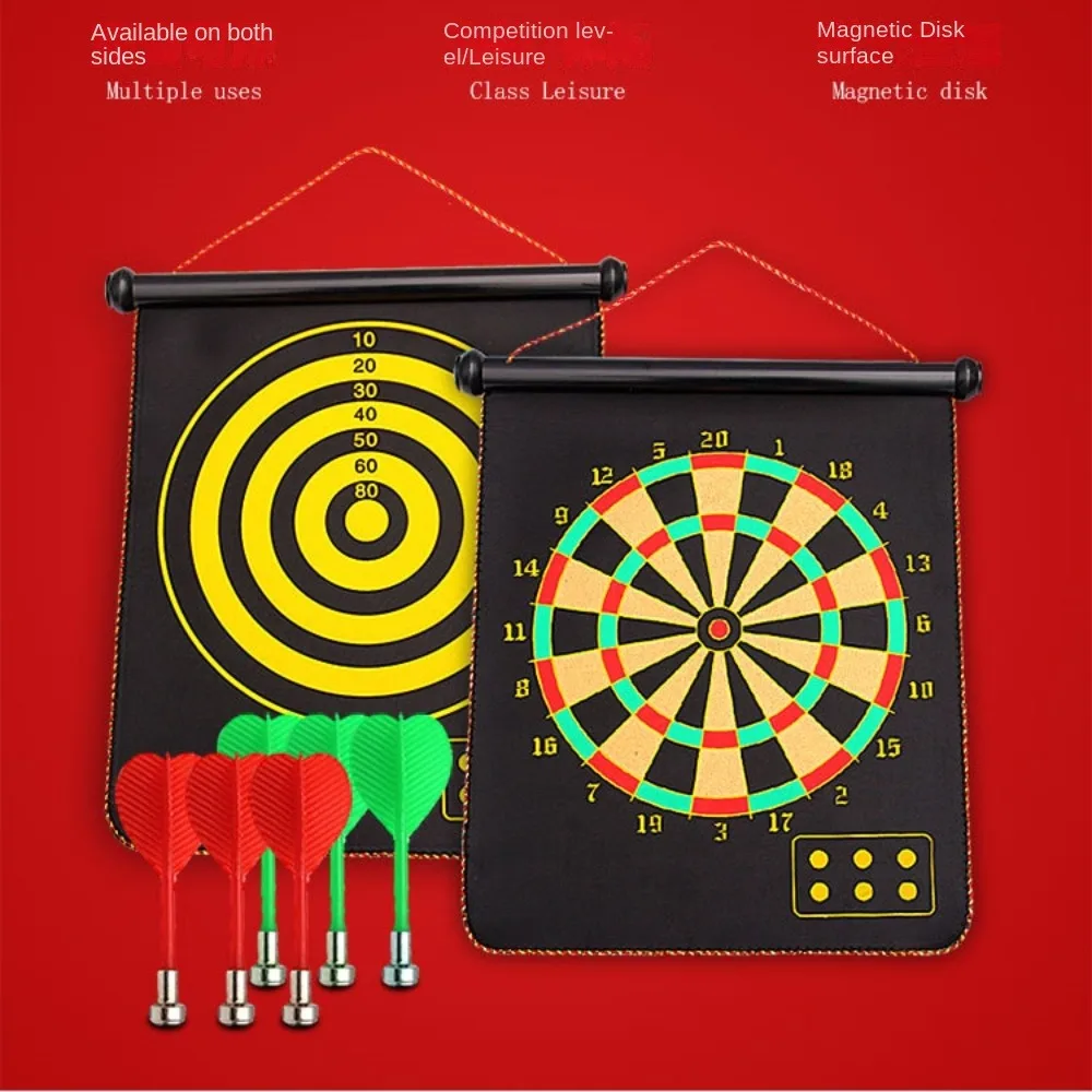 1 Set Birthday Party Double Sided Dart Board Casual Safe Magnetic Darts Scrollable Dual Use Magnetic Dart Tray Set Competition