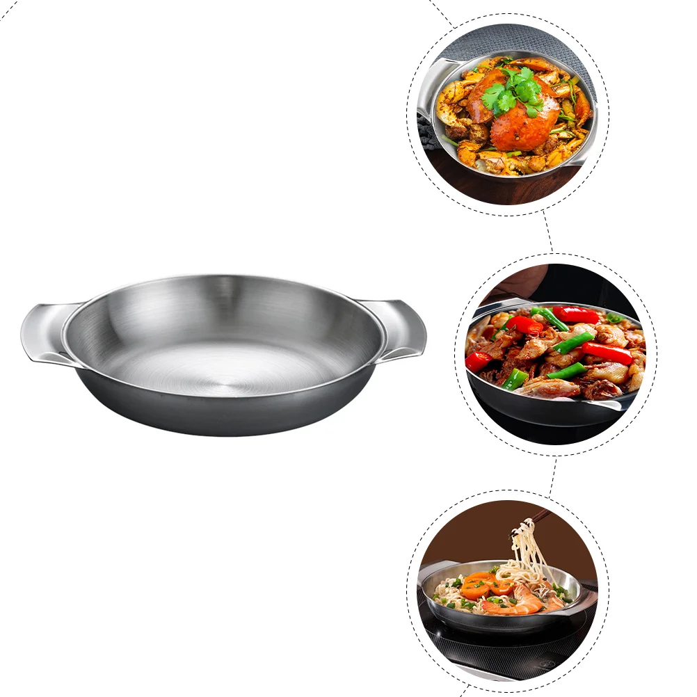 Stainless Steel Seafood Pot Pan Set Lids Paella Cookware Kitchen Small Soup Cooking Household Hot Home Double Handle