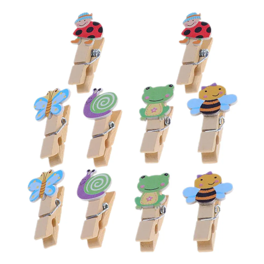 Small Wooden Picture Clamps with Natural Jute Twine Multi-Function Decorative Photo Clips for Party Home Supplies Memo