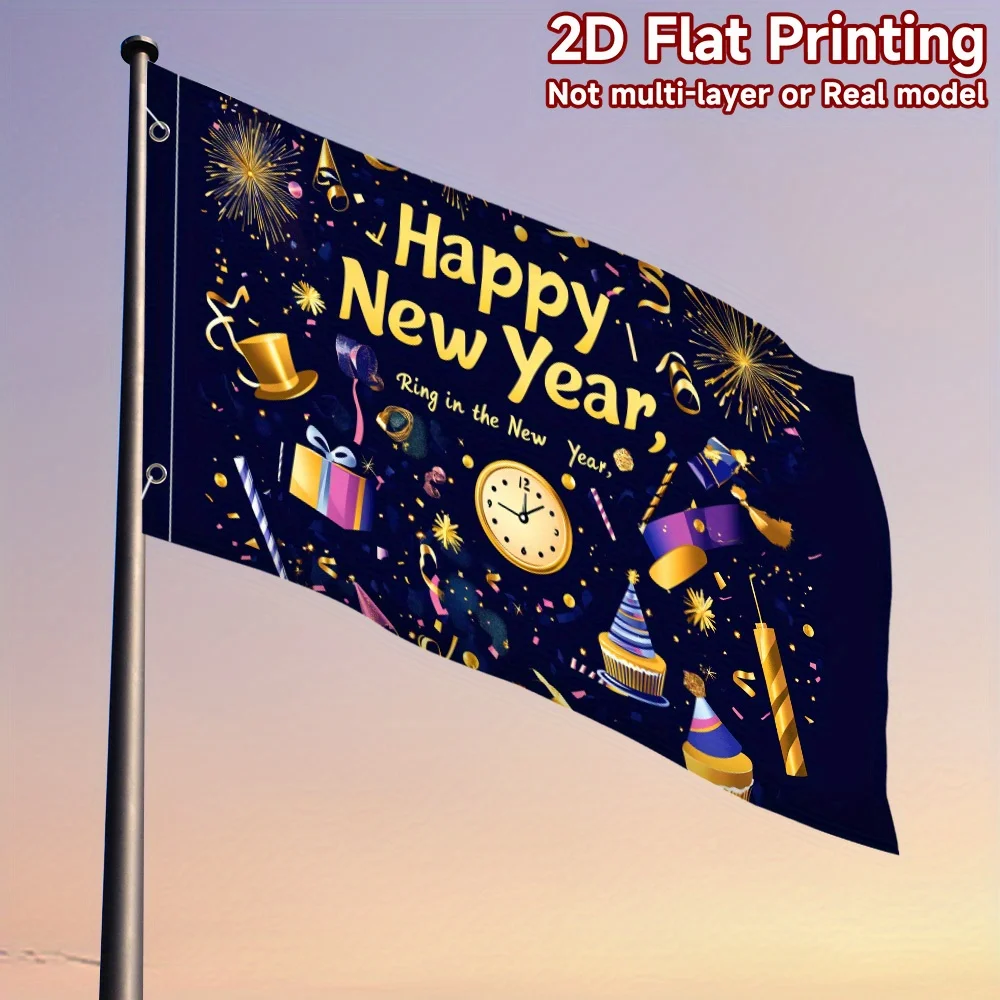 Rendered Flag Happy New Year for Farmhouse Outside Decoration Corridor decoration Backyard decoration