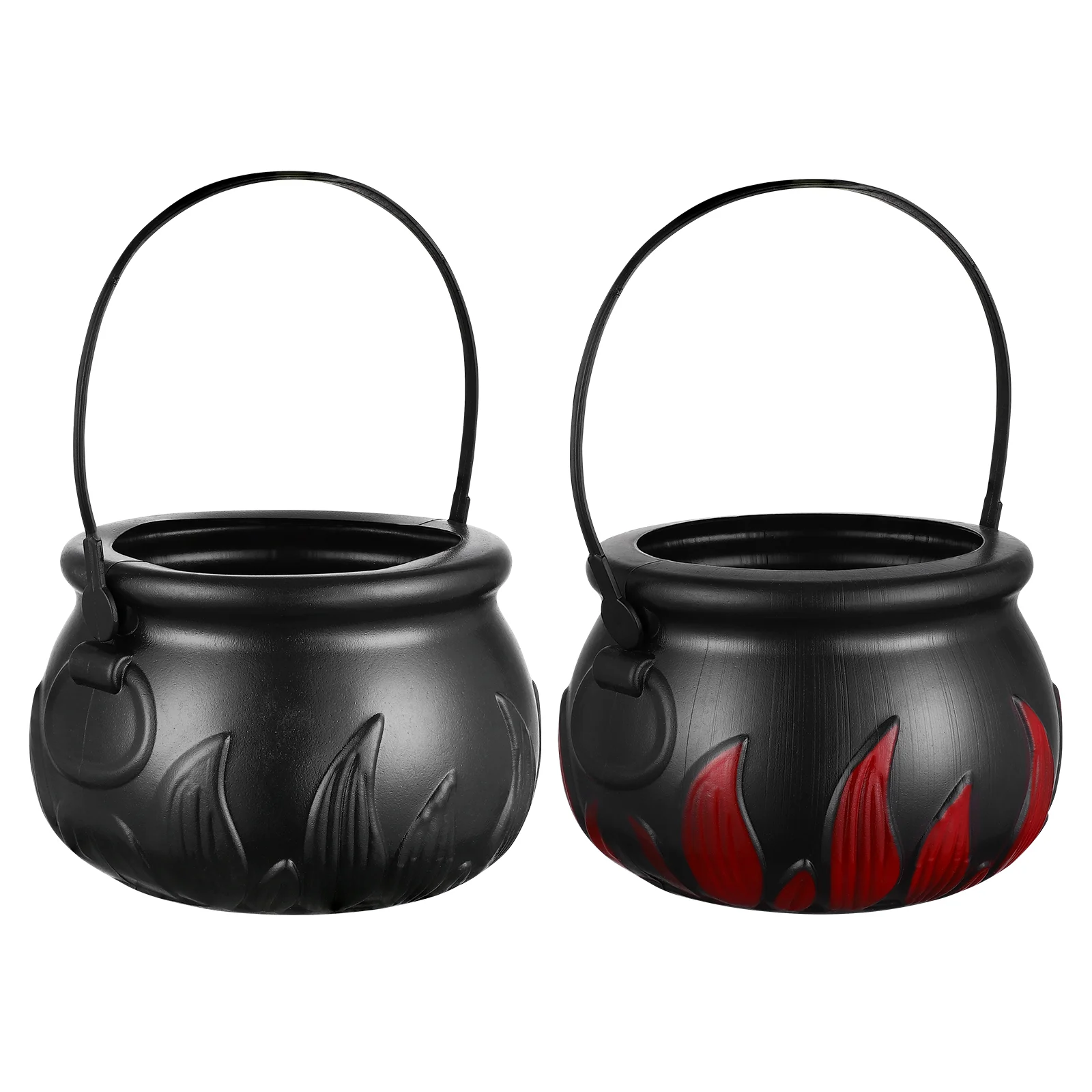 

2 Pcs Witch Jar Pot Lanterns Halloween Candy Buckets Handheld Basket Plastic Props