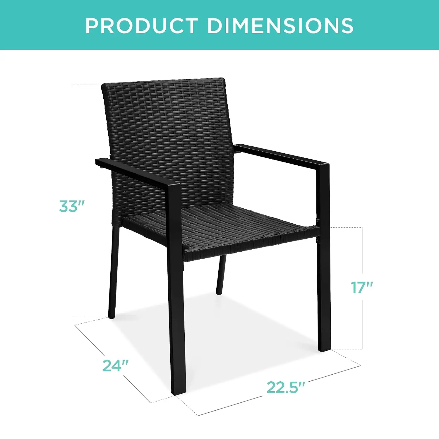 

Set of 2 Stackable Wicker Patio Dining Armchairs, All Weather Steel Frame Firepit Outdoor Chairs, Customized