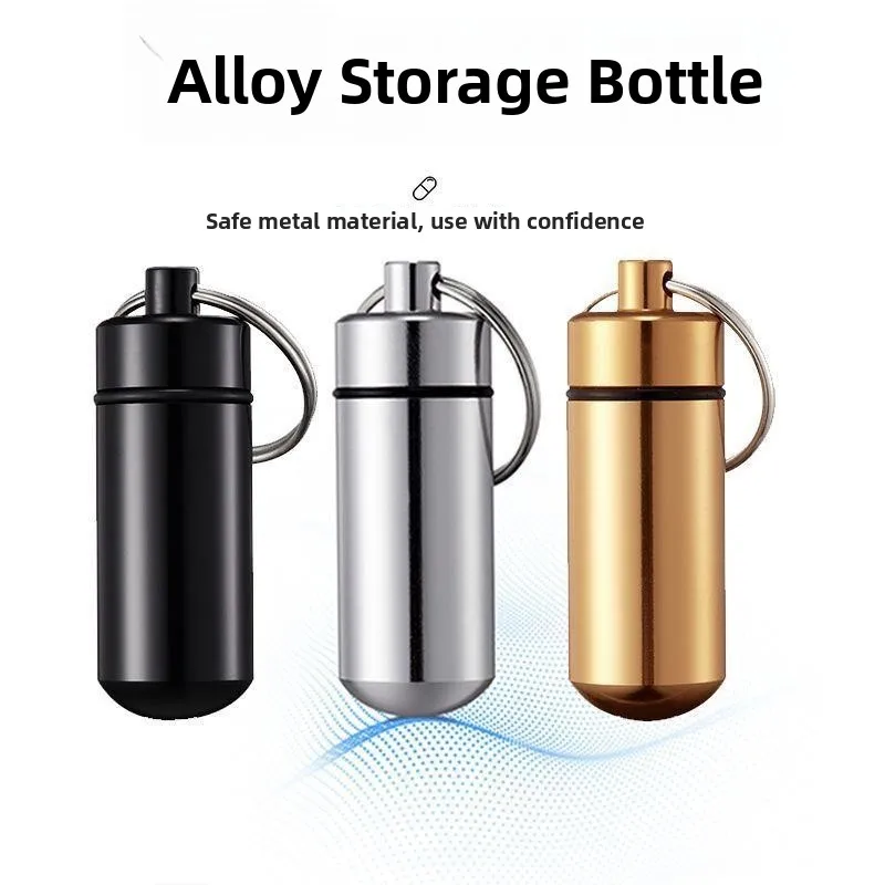 

Portable Medicine Box Keychain Carrying Aluminum Alloy Storage Bottle for Quick Effect Heart Saver Tablets Medicine Orga...
