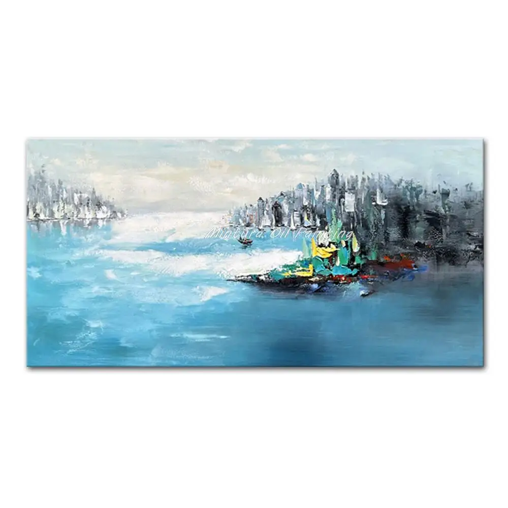 

Mintura Large Size Handmade Artwork Handpainted Oil Paintings on Canvas,All kinds of Beautiful Scenery Hotel Decoration Wall Art