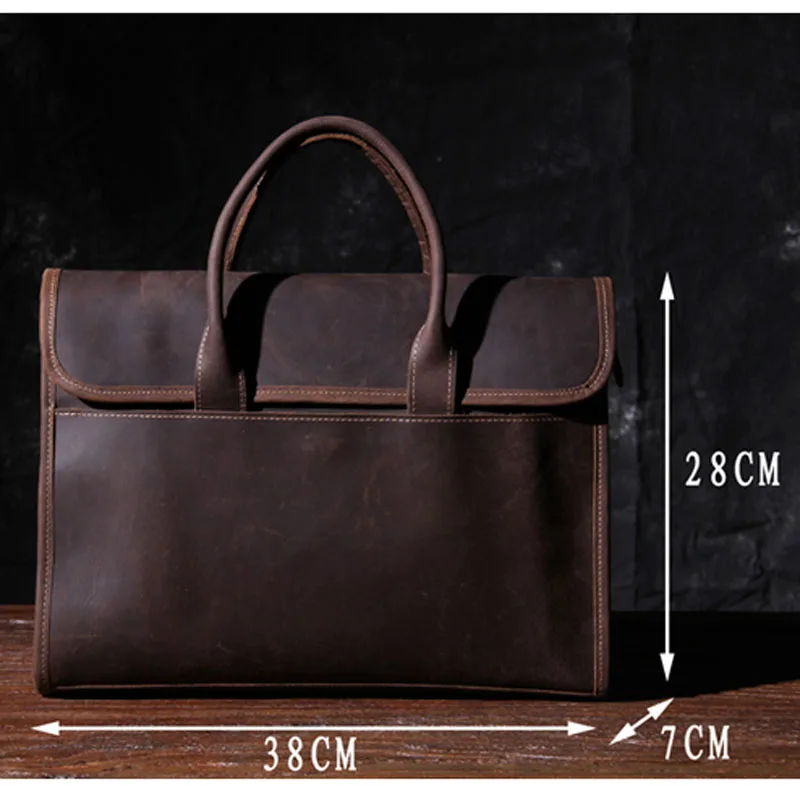 Business Men Briefcase Genuiune Leather Handbag Male Shoulder Messenger Bag Laptop Bags Retro Handmade Original Casual