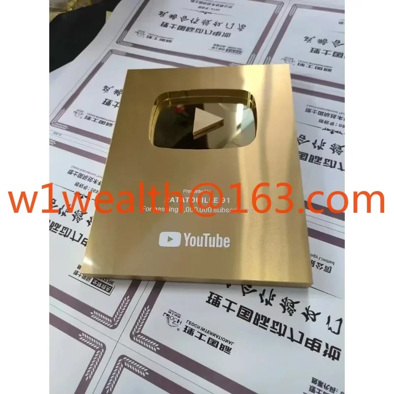 custom YouTube award Gold customized name YouTube play button award plaque