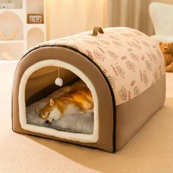 Enclosed Dog House Kennel Warm Winter Cat Cave Soft Cozy Sleeping Bed for Small Medium Dogs Cats Puppy Nest Basket Supplies