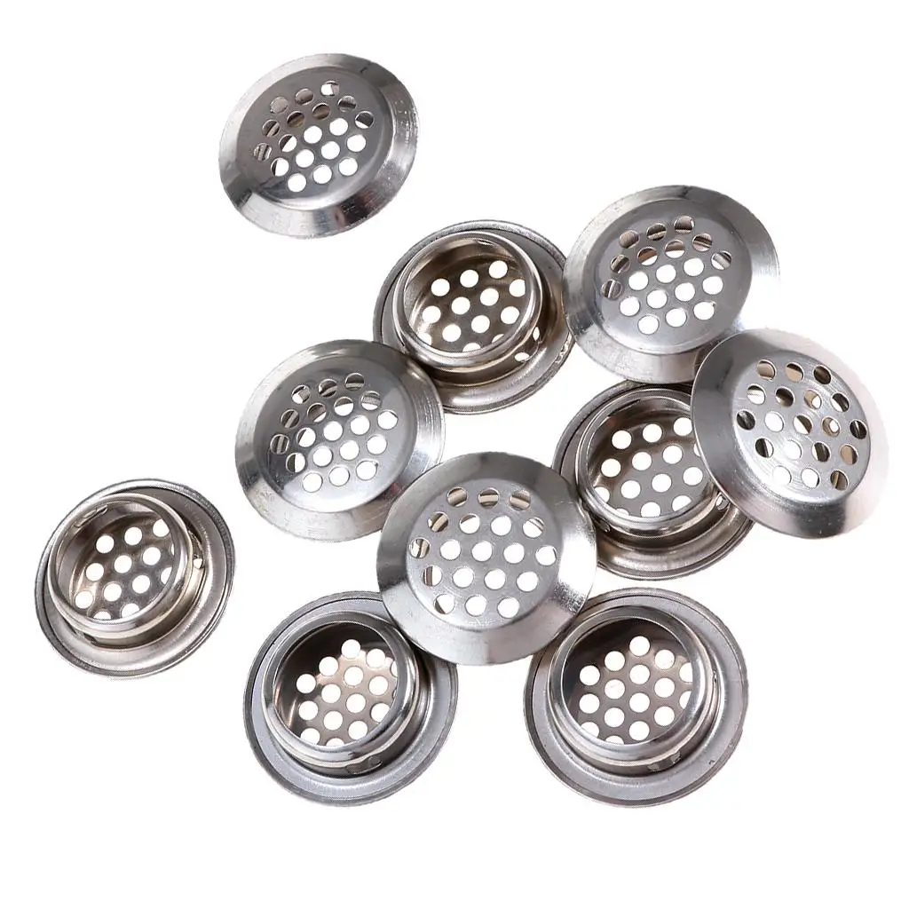 10Pieces Metal Slope Round Type Cabinet Air Vent Cover Mesh Hole Louver Exhaust