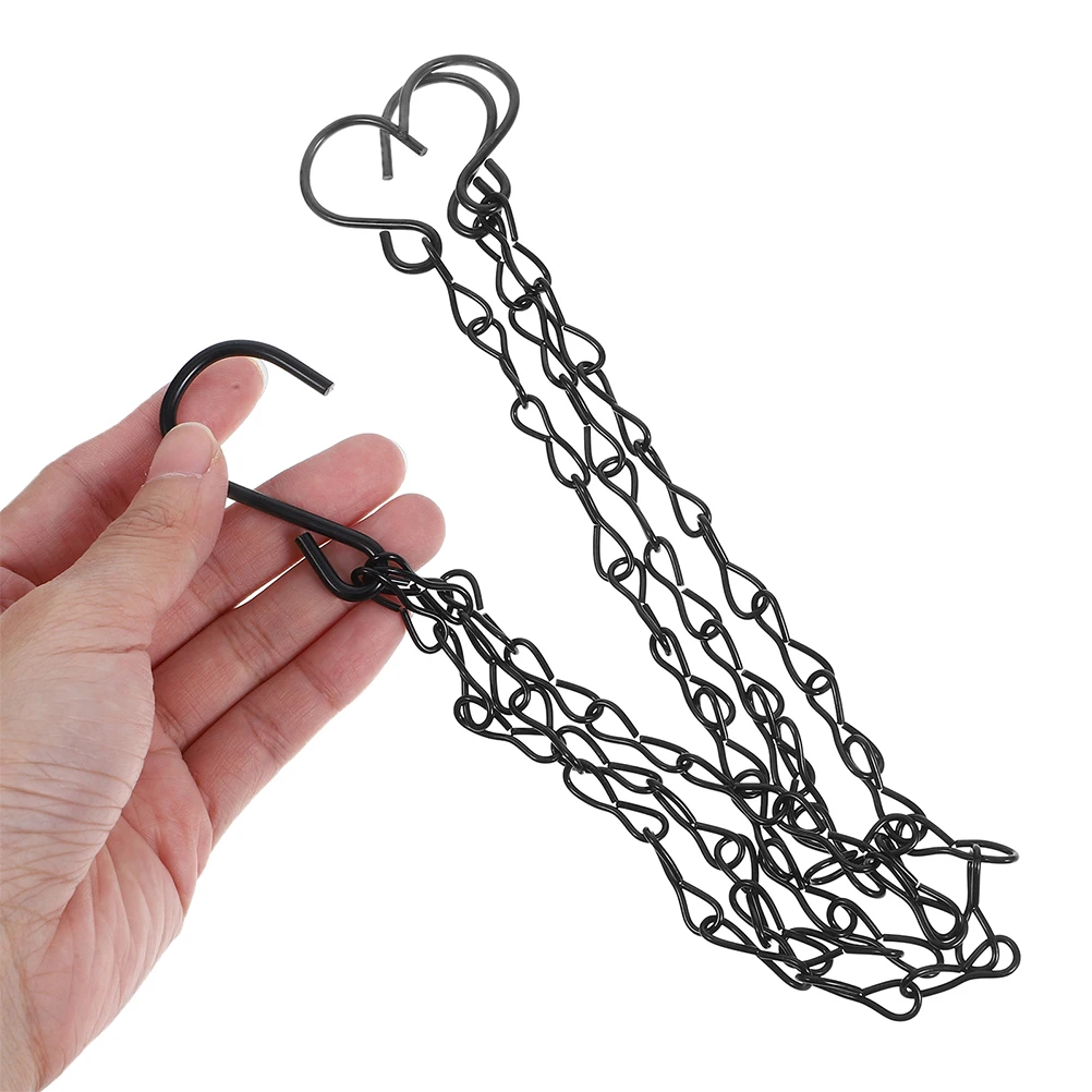 

3Pcs Hanging Flowerpot Chains 16.5inch Heavy Duty Black Metal Planter Hanger for Outdoor Indoor Plant Display Setup