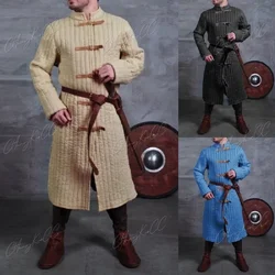 Medieval Gambeson Robe Larp Viking Warrior Knights Costume Doublet Men Body Armor Trench Aketon Outfit Coat For Adult