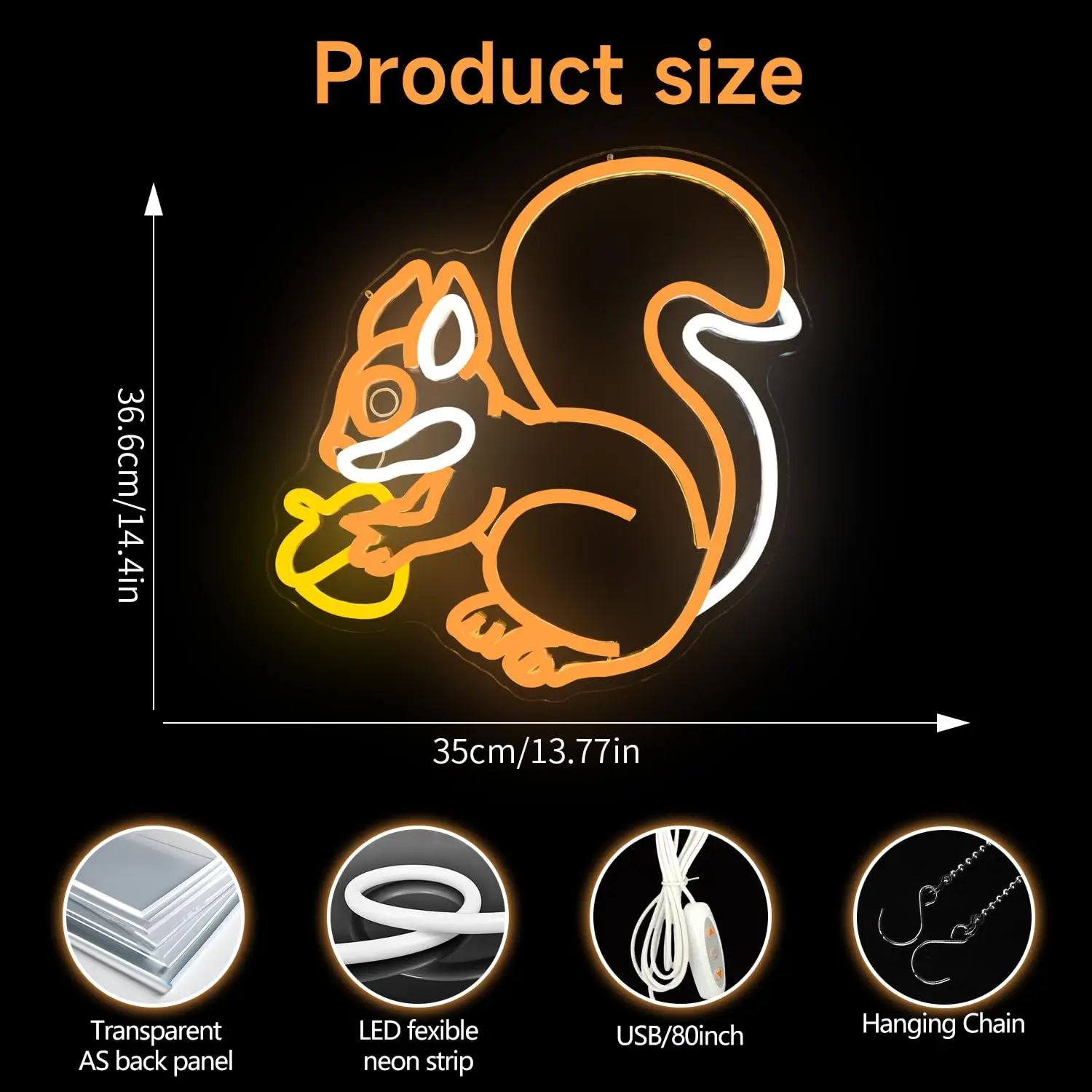 Insegna al neon scoiattolo con un pigna Decorazione da parete dimmerabile per camera da letto Simpatico animale Regali di compleanno per il Ringraziamento di Natale