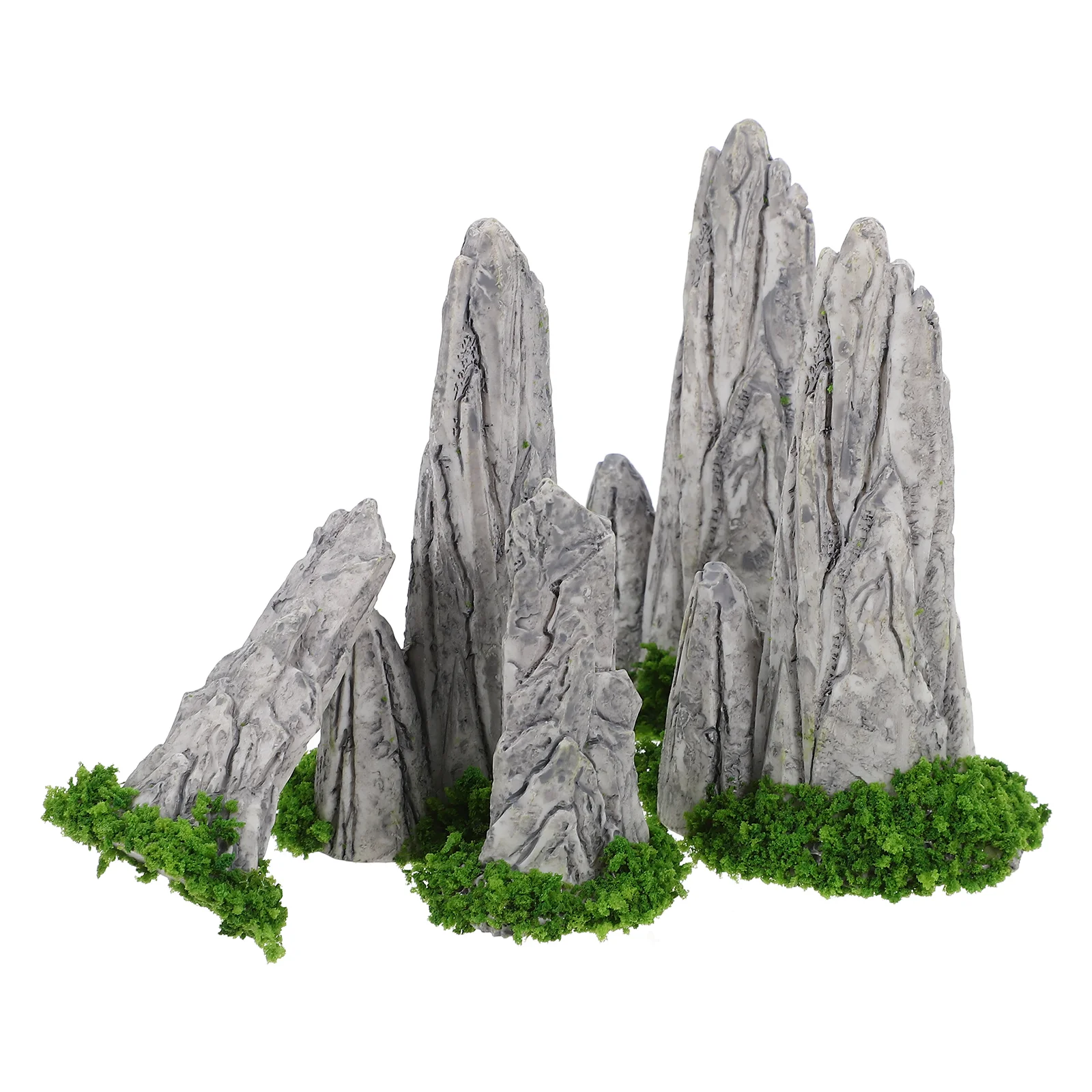 

8 Pcs Landscape Decoration Mini Resin Rockery Grey Bonsai Landscaping Small Garden Moss Rockeries Aquarium Decor Portable