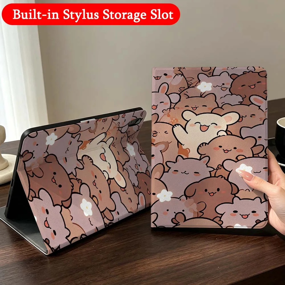 Cartoon Shark Cat For iPad Mini Pro Air 5 6 7 8 9 11 9.7 7.9 10.9 13 12.9 inch Folding Automatic Sleep/Make Tablet Case
