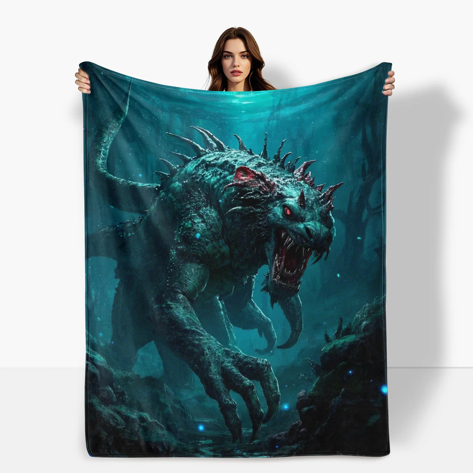 Mysterious Deep Sea Creature Themed Blanket With Dark Fantasy Design For Unique And Enigmatic Decor