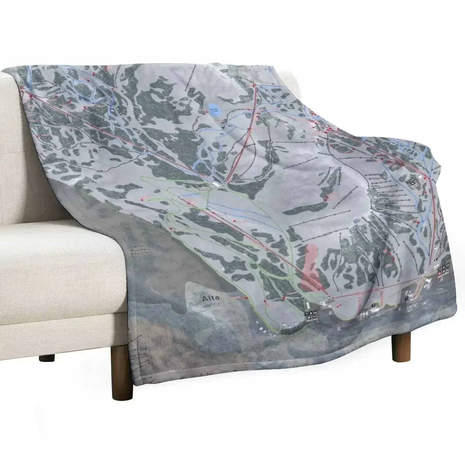 Alta Ski Resort Trail Map Throw Blanket Summer Beddings Flannel Fabric blankets and throws Vintage Stuffeds Tourist Blankets