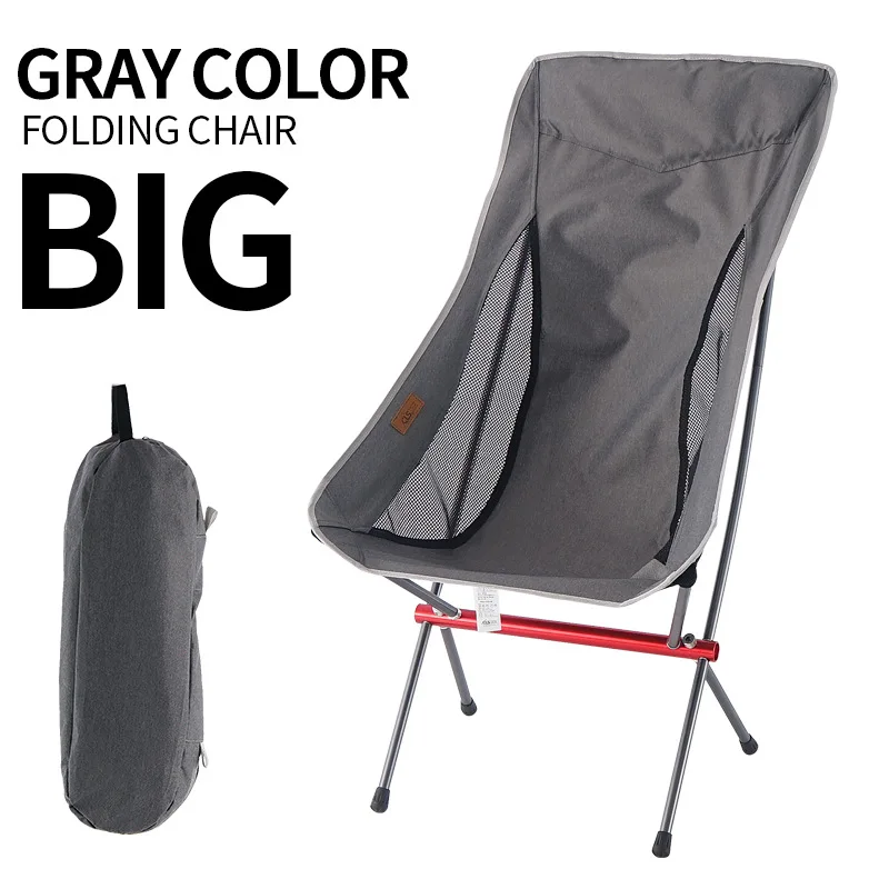 Silla plegable para acampar al aire libre, silla portátil de tela Oxford con forma de luna para acampar, pescar, barbacoa, Picnic, playa, asiento