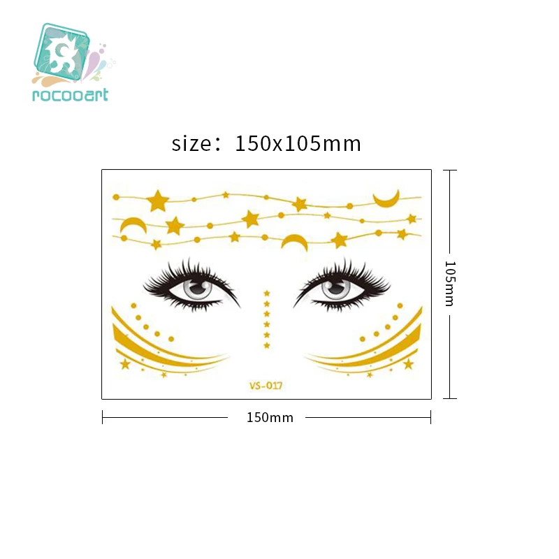 Carnival Makeup Party Body Art Gold Flash Face Waterproof Water Transfer Temporary Tattoo Sticker For Women Girls Fake Tattoos