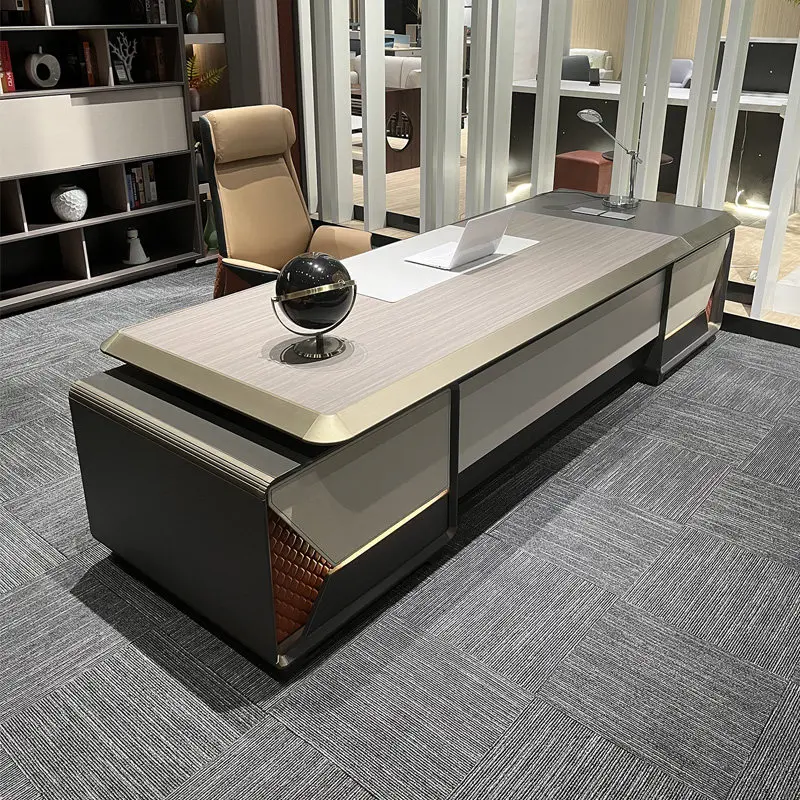 Light luxury desk with lamp, simple modern no side cabinet, chairperson's desk