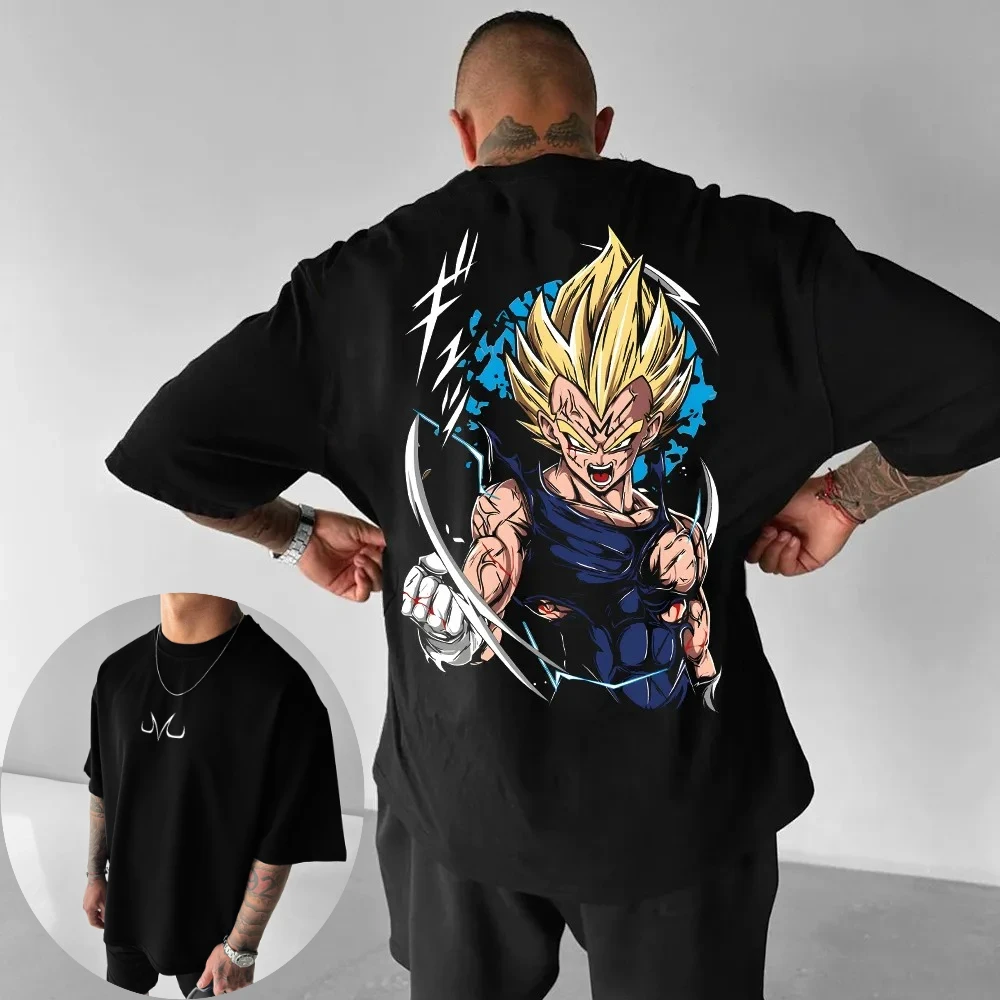 Dragon Ball Heren T-shirt Vegeta Zomer Japan Anime Tee Lente en Herfst Jongens Veelzijdige Niche Korte mouwen Ouder-kind Slijtage