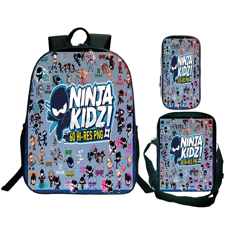 

NINJA KIDZ 3-Pcs Set Hot Game Child School Backpack Shoulder Bag Pencil Case School Bags for Boys Girls 2026 Best Gift Mochilas
