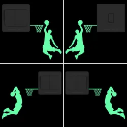 Basketball Player Dunk Luminous Stickers Boy Bedroom Wall Switch Decoration Bathroom Door Fridge Laptop Car Window Sport Decal
