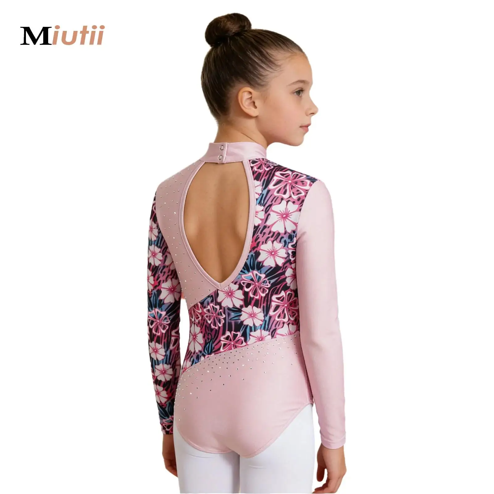 Acrobatics Gymnastic Leotards Girls Kids Rhythmic Ballet Jersey Bodysuit Rhinestones Yoga Figure Skating Class Practice Clothes