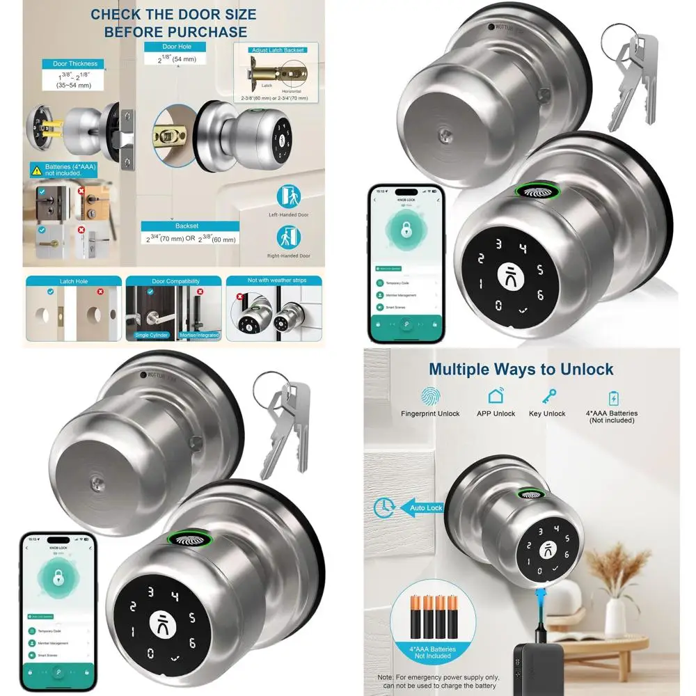 Smart Biometric Fingerprint Door Lock with App Control for Home Security