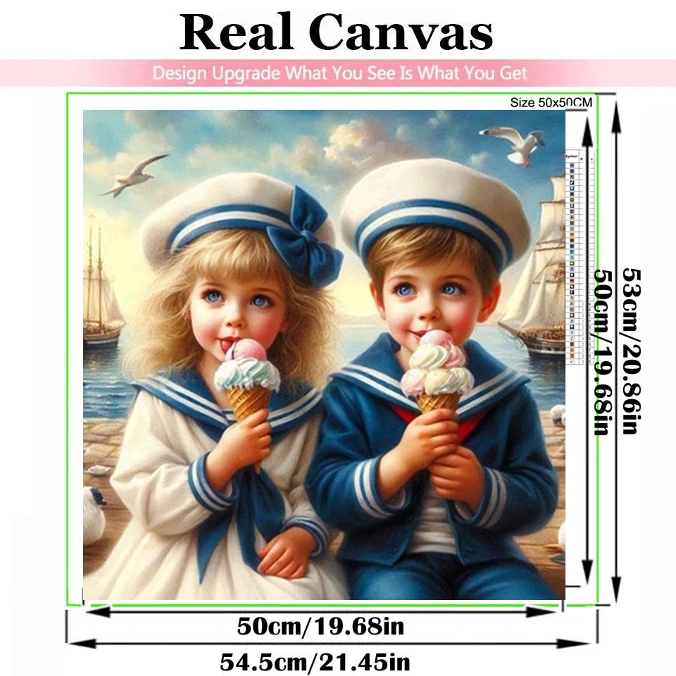 Diamond Painting Navy Little Boy And Girl Diamond Embroidery Full Square Portrait Girl Picture Of Rhinestones Home Decor