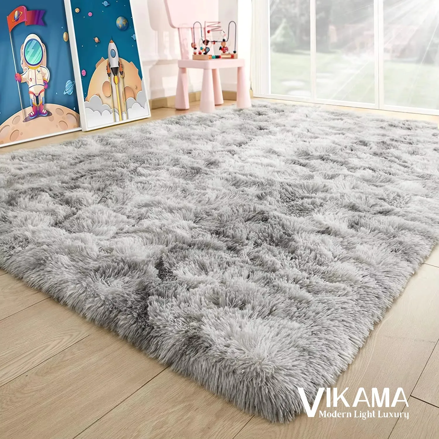 VIKAMA tie dye gradient light luxury carpet plush soft fluffy living room girl bedroom bedside children's room floor mat