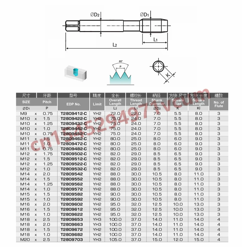 T2809 Original YG-1 Combo Tap Multifunctional Steel Parts Stainless Aluminum Spiral Taps 1pcs M1.6 M2 M2.5 M3 M3.5 M6 M8 M10 M12