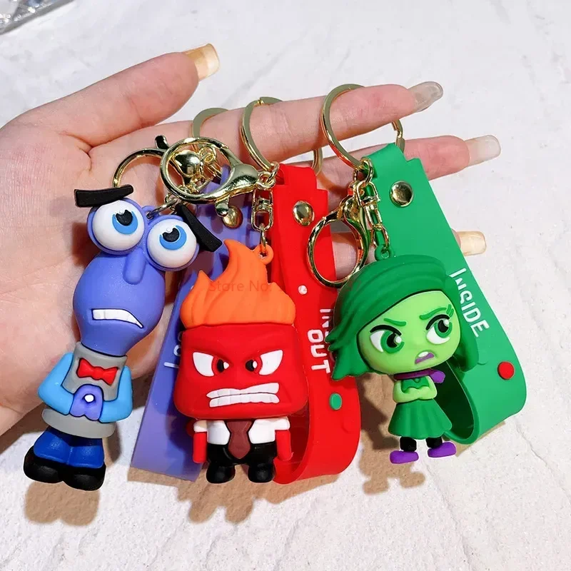 Disney Inside Out 2 Keychain Animated Movie Joy Sadness Anger Disgust Figures 3d Cartoon Intensa Mente Vice Versa  Pendant Doll