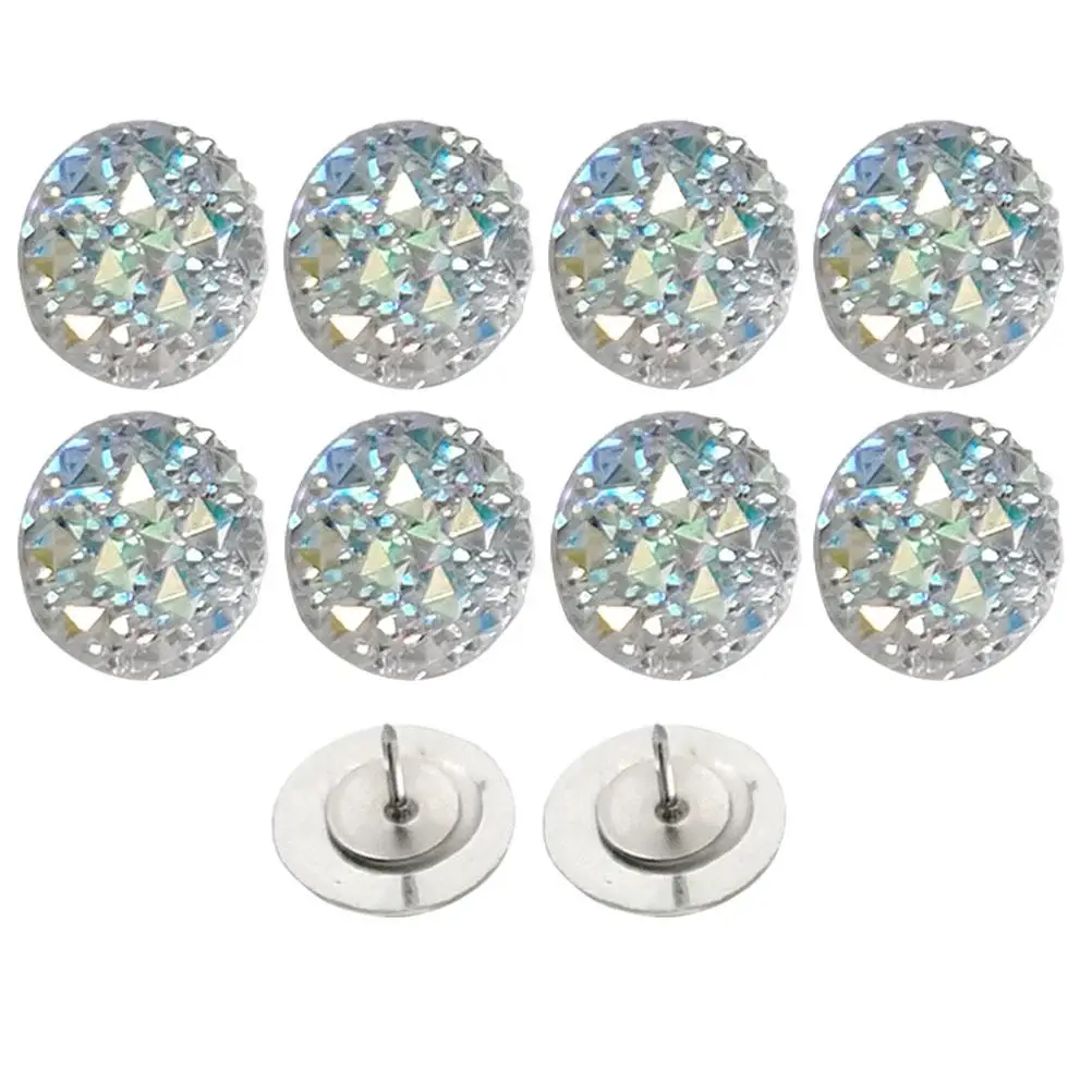 10 Pcs Rhinestone Thumbtack Resin Push Pin Metal Tacks Creative Office Desk Accessories Decorative Map Markers Photo Wall Pins