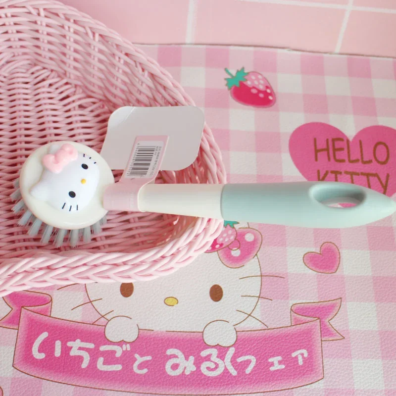 Sanrio Hello Kitty Dishwashing Brush Pot Brush Anime Multifunctional Brush Kitchen Cleaning Tools Cute Long Handle Dish Brushes