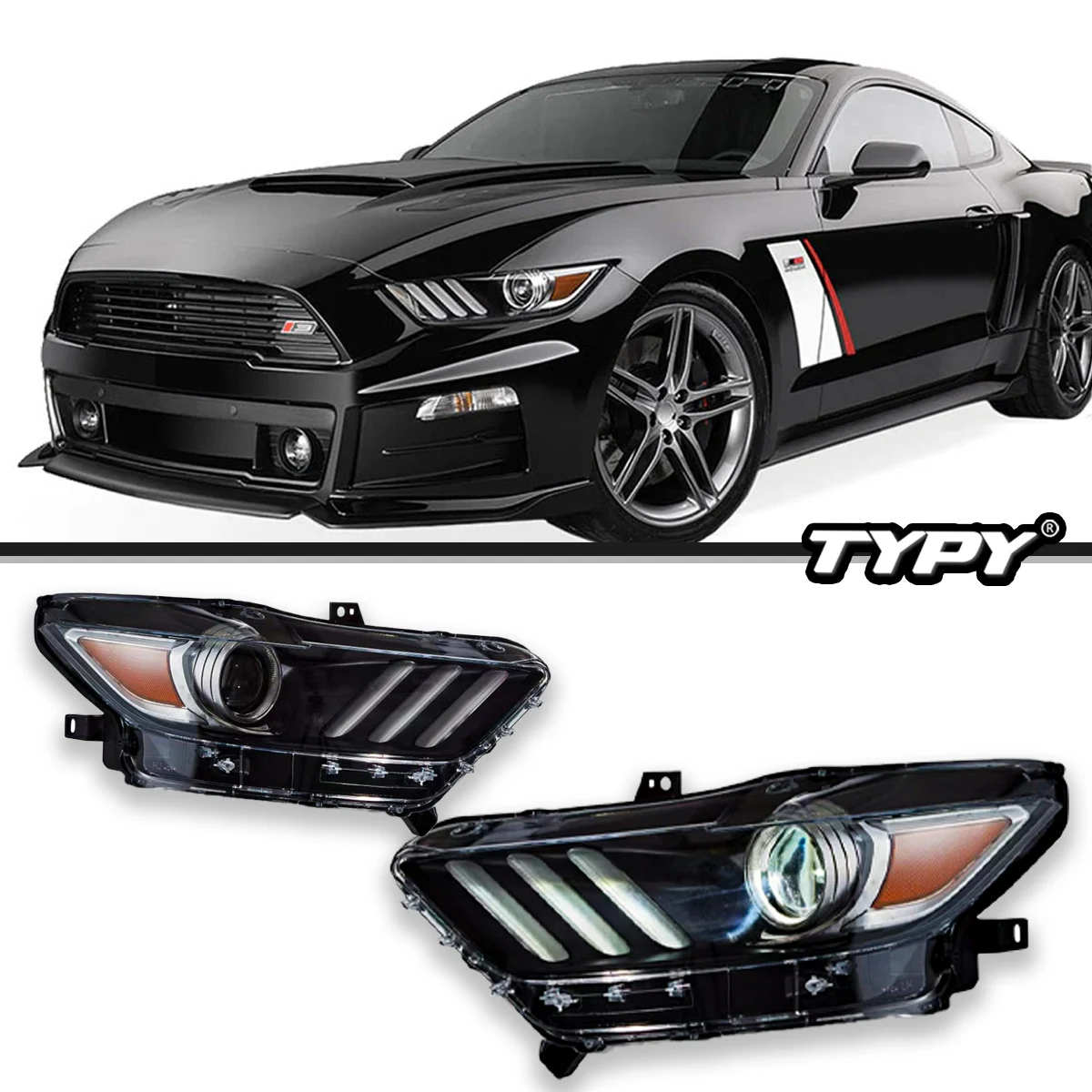 

Автомобильные фары TYPY для Ford Mustang, фары 2015-2017, светодиодные фары для проектора, дневные ходовые огни, автомобильные аксессуары