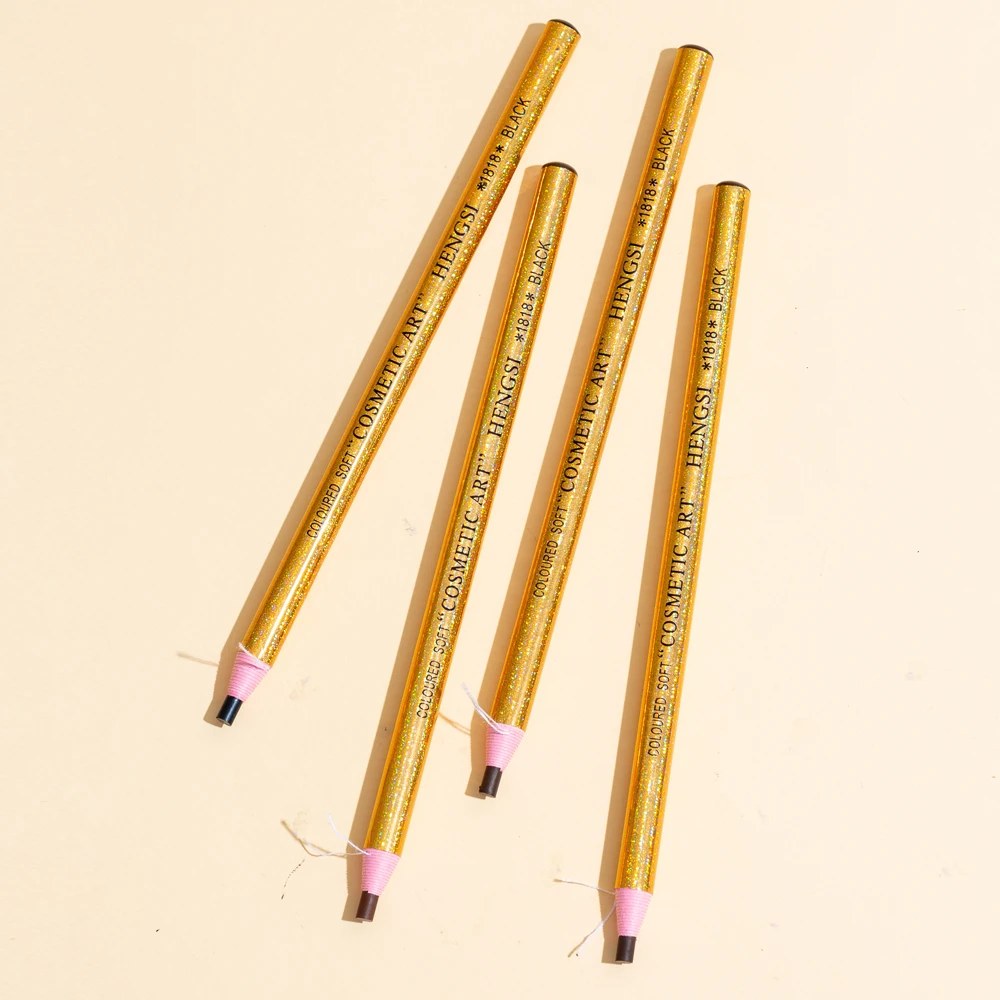 6 uds/3 uds HENGSI láser dorado impermeable de larga duración lápiz de cejas, antisudor, representación de Color Natural, diseño de desgarro