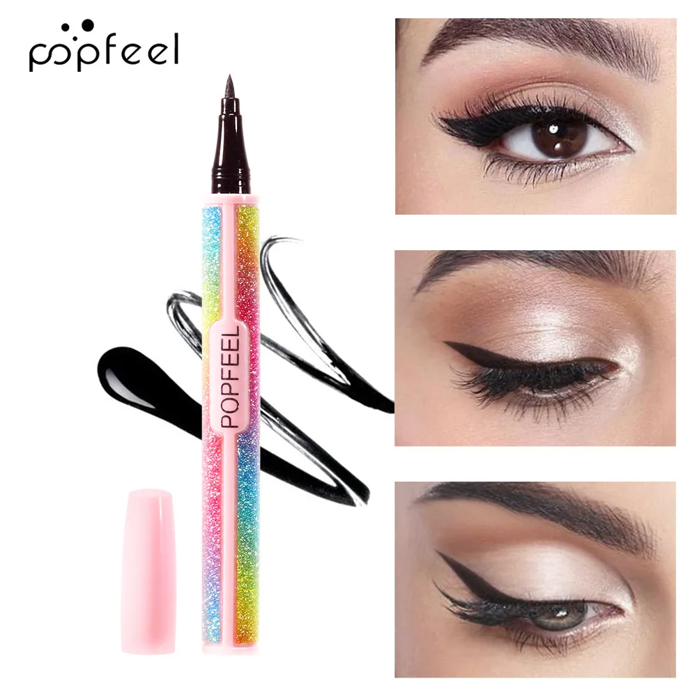 Najlepiej sprzedający się Popfeel płynny eyeliner w ołówku + 4D wodoodporne zestawy tuszu do rzęs makijaż rzęs gruby podkręcający tusz do rzęs kredka do oczu