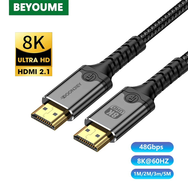 

8K HDMI-compatible Audio Video Cable 3D UHD HDR 48Gbps HDMI2.1 Cables 1M 2M 3M 5M for HDTV Sony Xbox Projector Samsung Blu-ray