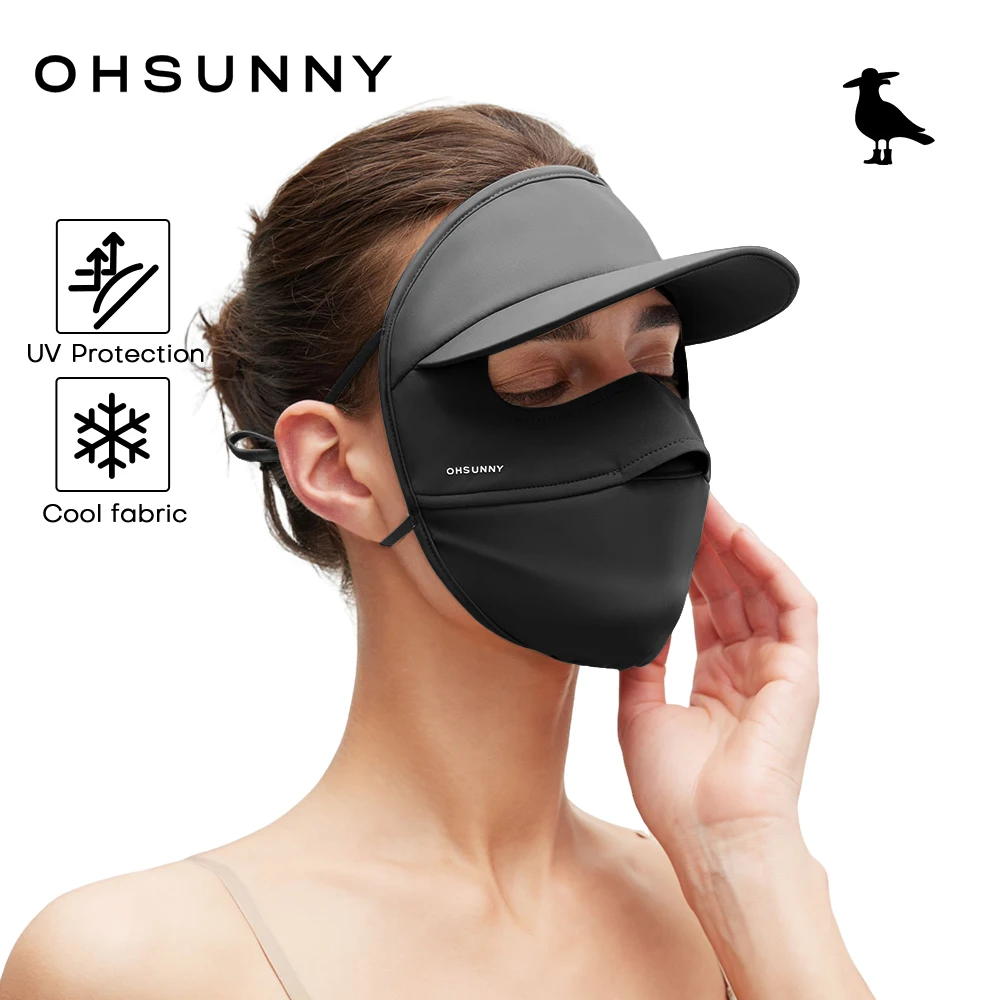 

OHSUNNY 3D-маска для лица от солнца с козырьком, новинка 2026 года, двухслойная, с защитой от солнца UPF 50+, для активного отдыха, УФ-защита, для походов