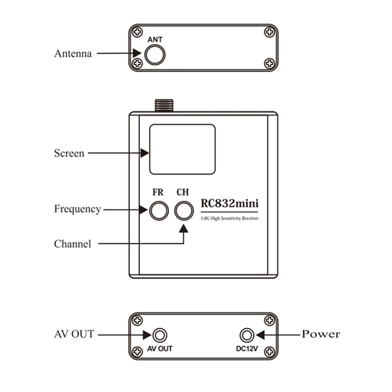 BNVN-RC832 Mini High Sensitivity Receiver And TS-5W 4.9G-5.8G Transmitter 5W Power 56CH For RC FPV Multicopter Aircraft Part
