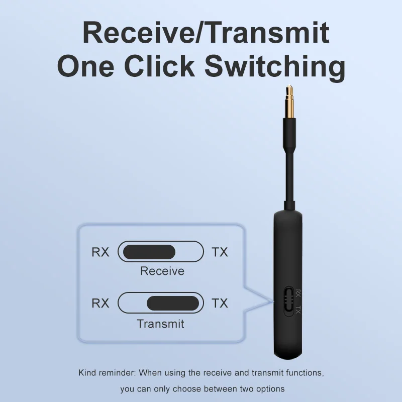 Bluetooth 5.3 Audio Transmitter Receiver 3.5MM AUX Hifi Stereo Music Wireless Adapter With Mic For Car Airplane TV PC Headphone