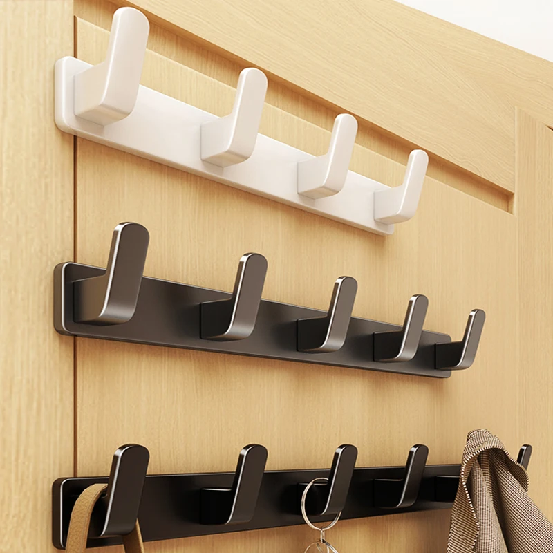 no drill Space Aluminum punch-free Kitchen Hook Bathroom Clothes Hooks Storage Rack Hook Door Wall Hanging Household Accessories