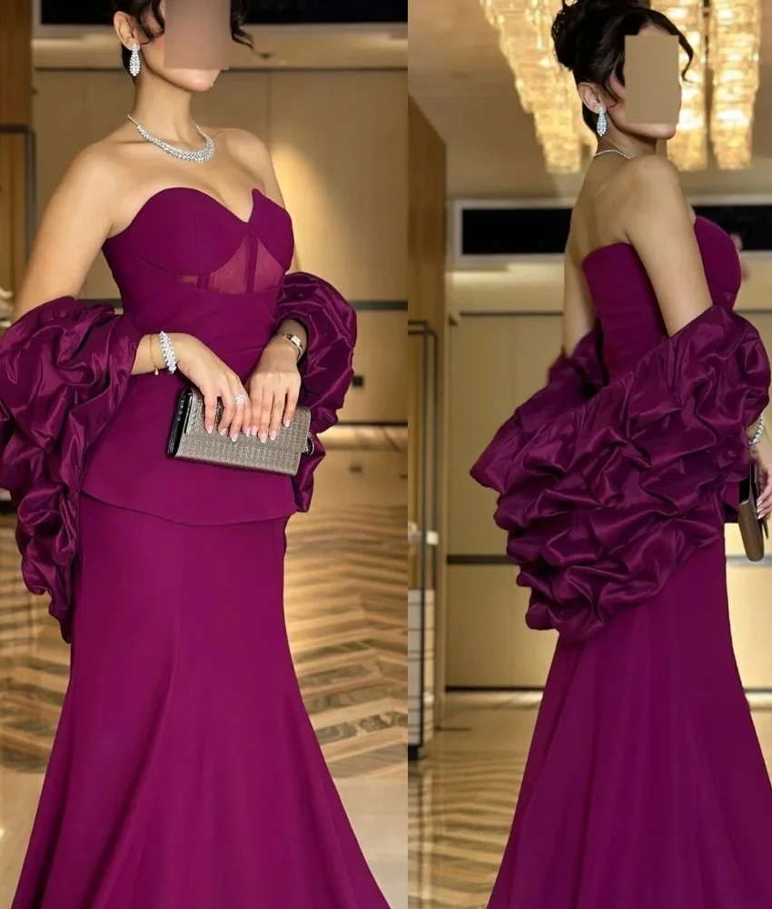 

Customized Temperament Jersey Mermaid shawl Evening Dress Delicate Sweetheart Sleeveless Floor Length Party Gowns Custom Size