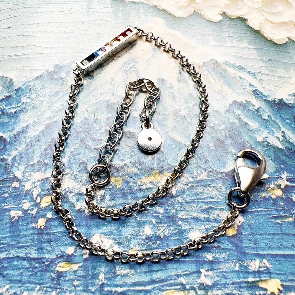 Colourful Stones Delicate Bracelet Link Chain 925 Sterling Silver Bohemia Jewelry Europe Women Gift
