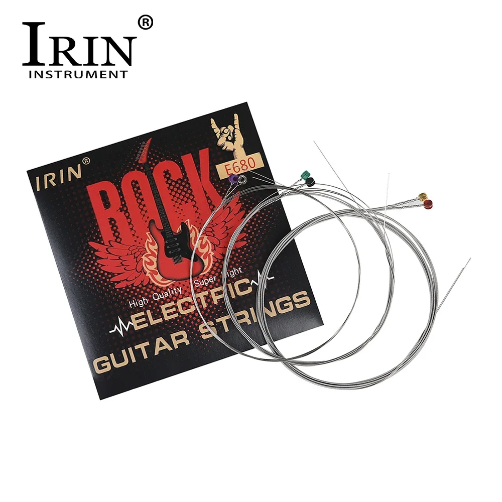 IRIN 10 Sets Electric Guitar Strings 1-6 Stainless Steel Wire Strings Silver Beginners Practice Electric Guitar Accessories