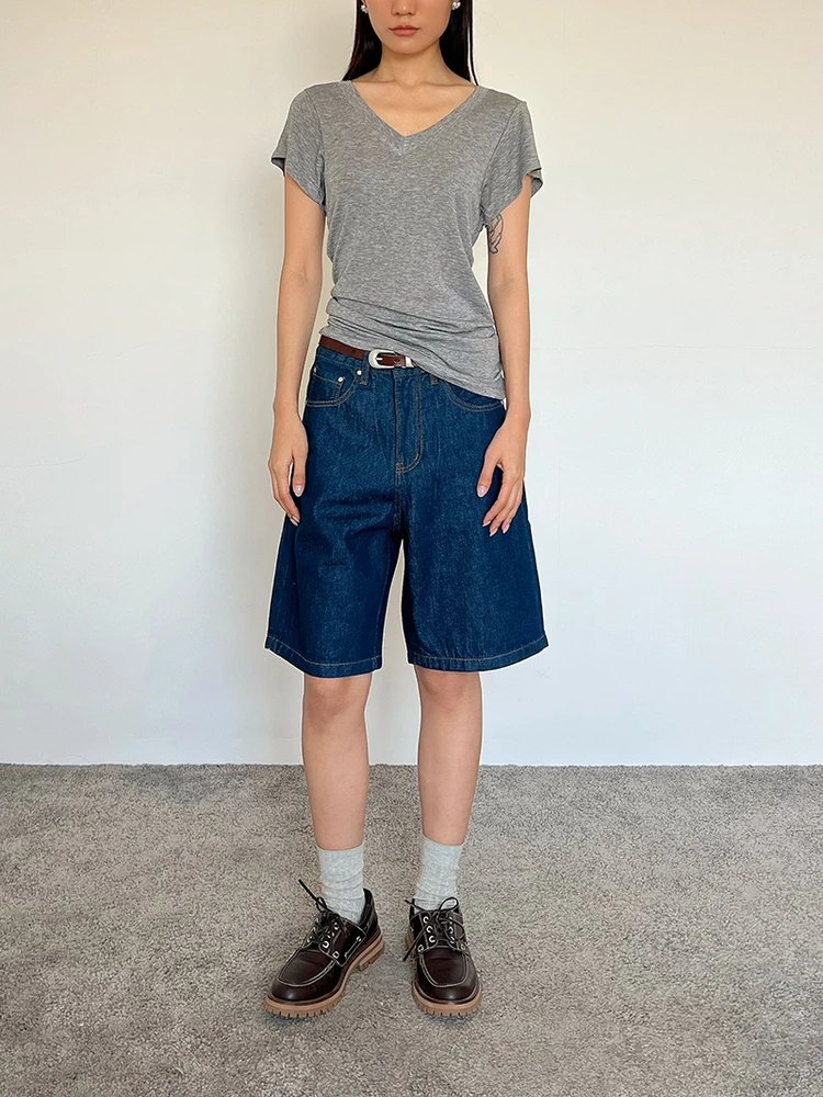 

Джинсы Highlife Summer New American Retro свободного кроя, прямые, темно-синие, женские, с высокой талией, прямые брюки