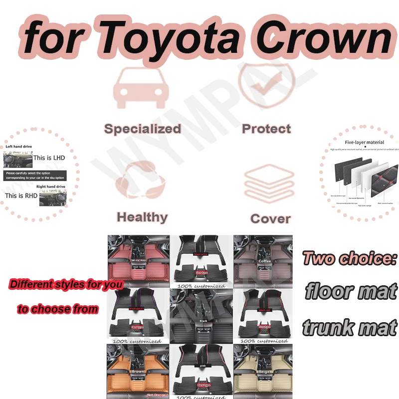 Роскошные автомобильные коврики для Toyota Crown Royal Saloon S200 2008 2009 2010 2011, водонепроницаемые напольные коврики, детали салона автомобиля