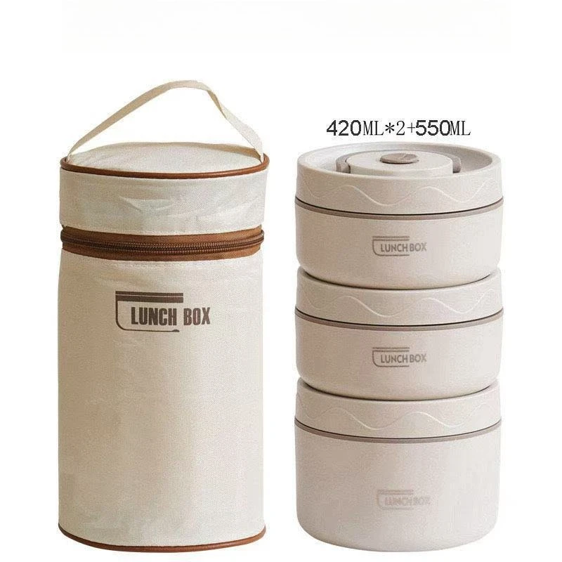 

Portable Insulated Food Lunch Container Set with Thermal Lunch Box 3 Separate Stackable Lunch Container for Adult Kids