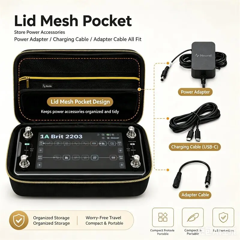 Dustproof Black Gold Carry Case Custom for Neural DSP Quad Cortex