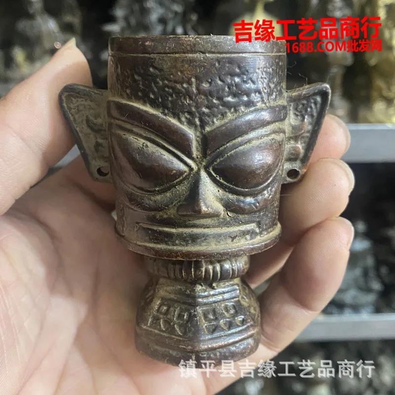 Copper Sanxingdui Home Decoration Storage Bucket Vertical Mask Bookcase Desktop Pen Container