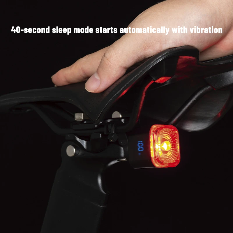 Smart Bike Tail Light with Digital Battery Display Auto Bike Brake Rear Light Type-C Rechargeable Bicycle Accessories